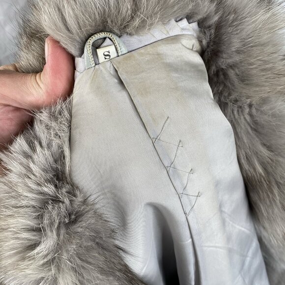 Vintage GRAY FOX FUR & SUEDE LEATHER JACKET Coat size Small Mob Wife 70s 80s - Picture 3 of 16